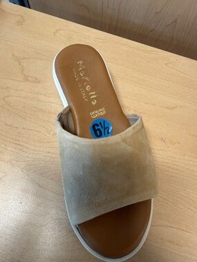 MARELLA Tan Suede Slide Mule Made In Italy